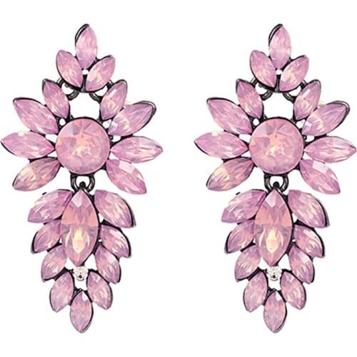 ZHINI Luxury Shining Colorful Crystal Drop Earrings for Women Simple Long Earring Statement Earring Rhinestone Jewelry brincos