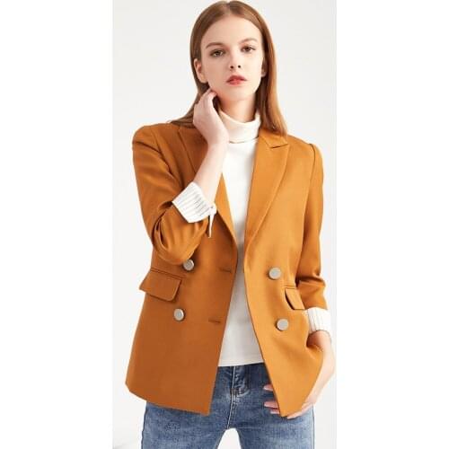 High-quality Womens Suit Womens 2021 Autumn and Winter New Loose Casual Solid Color Fashion Workplace Cuff Jacket Jacket S-3XL