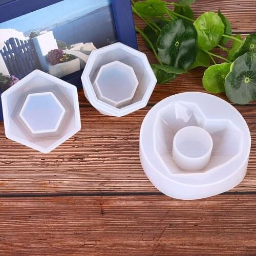 1 Pc Geometric Diamond Shaped Surface Succulent Plant Flower Pot Silicone Mold DIY Ashtray Candle Holder Mold Fleshy Plant Pot