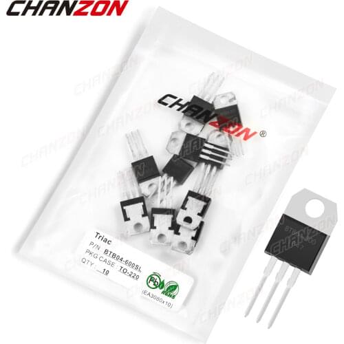 10Pcs BTB04-600SL TO-220 Triac SCR Transistor Bipolar Junction BJT Triode Tube Fets Thyristor DIP 4A 600V Integrated Circuits