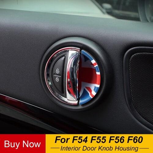 2pcs Interior Front Door Knob Housing Decor PC Shell Sticker Cover For MINI Cooper One S F54 F55 F56 F60 Car Styling Accessory