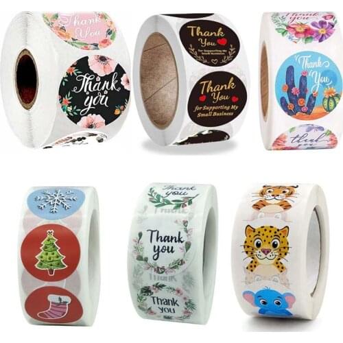 500pcs Roll Thank You Stickers Seal Labels Handmade Sticker Wedding Birthday Party Christmas Halloween Gift Bag Decorations