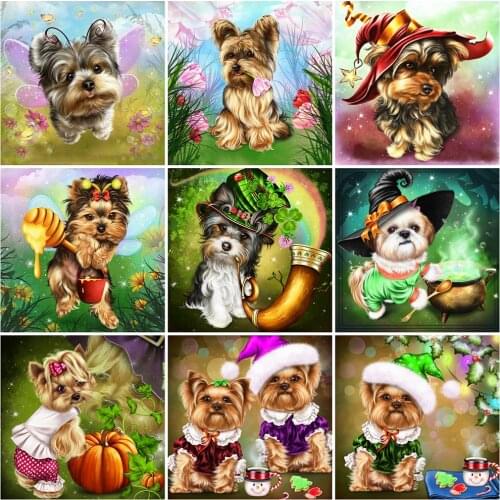 MomoArt Dog Diamond Painting Cross Stitch Set Diamond Embroidery Animal Needlework Mosaic Halloween New Arrival Wall Decor