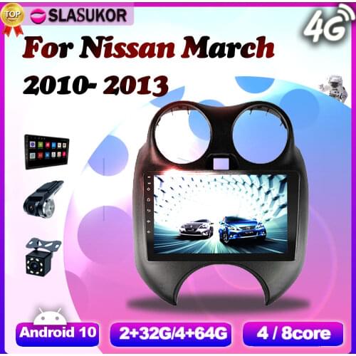 6+128G Android 10 For Nissan March MICRA 2010 2011- 2013 Car Radio Multimedia Video Player Navigation GPS DVD Wifi No 2din 2 din