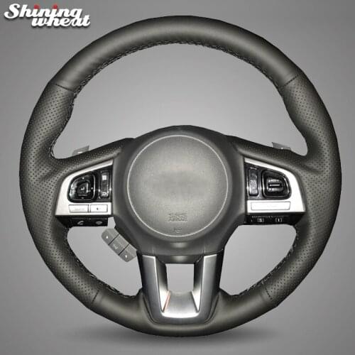 Shining wheat Black Artificial leather Car Steering Wheel Cover for Subaru Legacy XV 2015-2017 Outback 2014-2017 Forester 2015