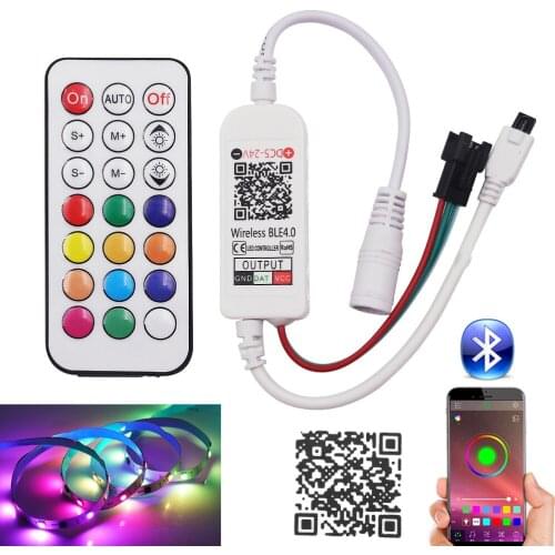 DC5-24V Bluetooth Controller Music Control WS2811 WS2812B LED Strip Light Controller with 21Key IR Remote