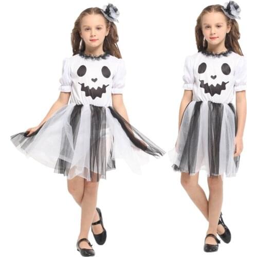 Kids Girls White Elf Ghost Girl Fancy Dress Costumes for Halloween Christmas Carnival Cos Masquerade Children Cosplay Clothes