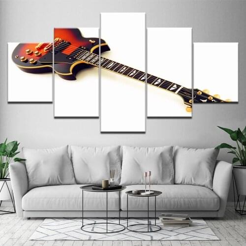 Home Decor Frame Room HD Printed Canvas Posters 5 Pieces Wall Art Electric Guitar String Paintings Musical Instruments Pictures