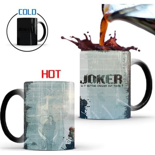 Dropshipping 1Pcs New Joker 350ml Color Changing Mug Ceramic Coffee Milk Cup Cold Water Color Change Mugs