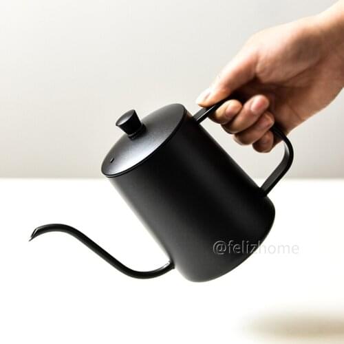 Drip coffee maker Coffee Pot Non-stick Coating Food Grade Gooseneck Drip Kettle Swan Neck Thin Mouth Black Milk Pitcher 304 S