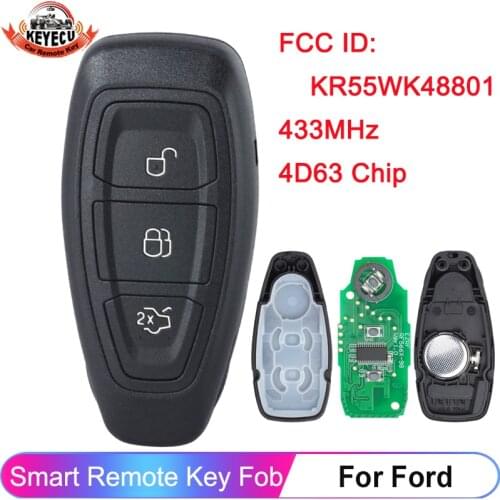 KEYECU Replacement Remote Car Key Fob 3 Button 434MHz ID83 for Ford Focus C-Max Fiesta 2011-2015 FCC ID:KR55WK48801