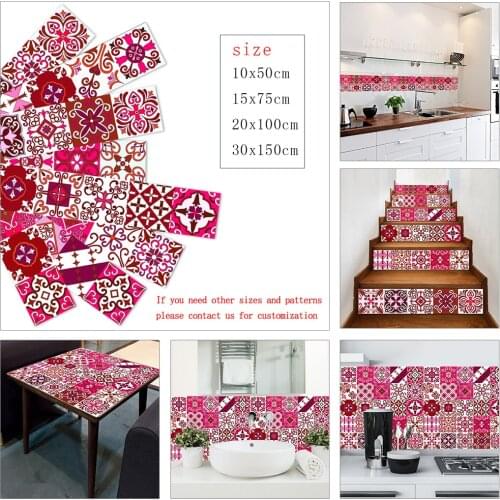 Red Element Strip Ceramic Tiles Wall Sticker Kitchen Glass Waistline Wallpaper Home Decor Waterproof Vinyl DIY Art Wall Decals