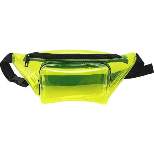 10PCS / LOT Fashion Fluorescent PVC Small Waist Bag Unisex Transparent Chest Bag Fanny Pack
