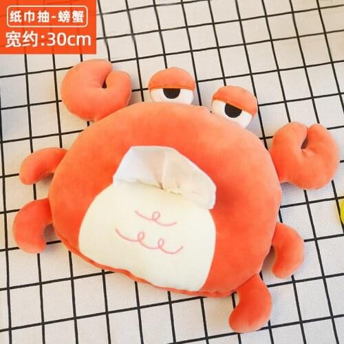 Cartoon Cute Car Tissue Box Creative Lovely Crab & Lion Short Plush Tissue Box Paper Tissue Holder Napkin Case Pouch