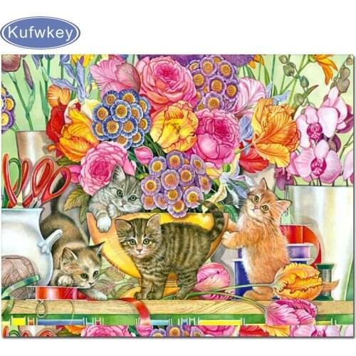 Diy square/round Diamond Painting Cross Stitch kits cat Diamond Mosaic Flower Diamond Embroidery Rhinestone Picture animal
