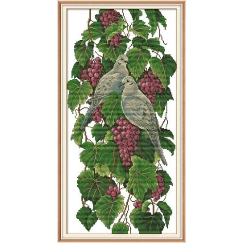 Pigeons And Grapes cross stitch kit aida 14ct 11ct count print canvas cross stitches needlework embroidery DIY handmade