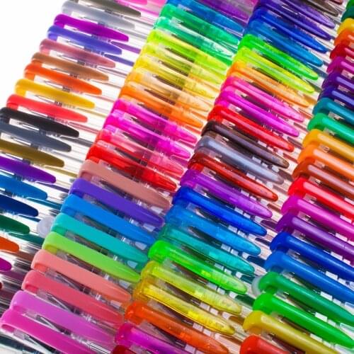 48 Colors Gel Pen Set Sketch Manga Adult Coloring Books Art Markers Drawing Painting Writing Refill Pastel Neon Metallic Glitter
