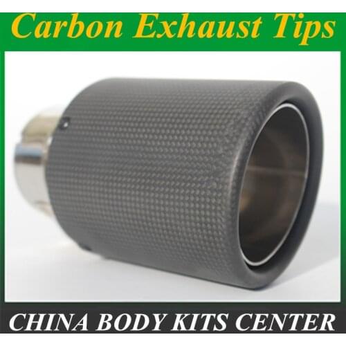 Car styling Exhaust Tail Pipes Matte Carbon Muffler Tip Tail End Universal Stainless Steel Curly Sandblasting For Bmw