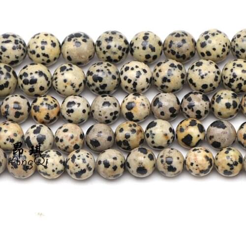 Natural Stone Dalmation Jaspers Dot Round Loose Beads 4-12mm Pick Size For Jewelry Making DIY Bracelets Jewellery Accessories