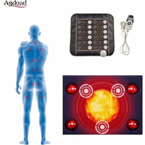 Jade Massage Heating Mat Infrared Therapy Waist Back Pain Relief Tourmaline Massager Seat Pad With Controller for Home Office