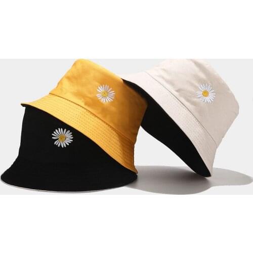 New Small Daisy Fisherman Hat Womens Street Hiking Hat Reversible Bucket Hat Mens Summer Sun Protection Hat Unisex Panama Cap