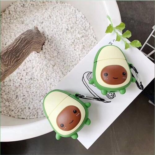 Cute 3D Cartoon Avocado Earphone Box for Apple Airpods 1/2 Silicone Headphone Cover for Airpods 1/2 Case