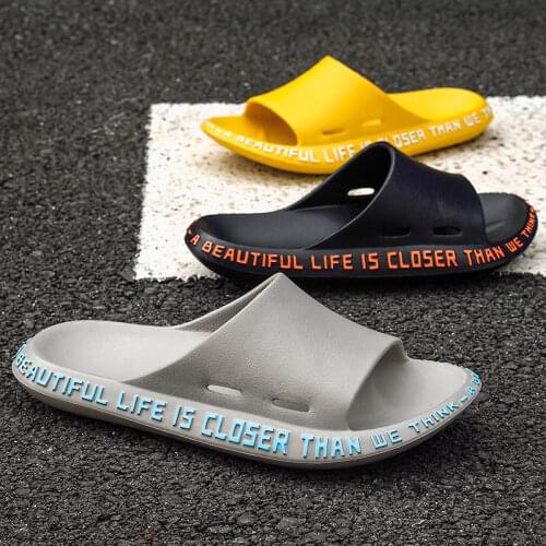 Bathroom Slides Non-slip Flip Flops Couples Indoor Women Platform Slippers Summer Home Men Slippers Simple Black White Shoe