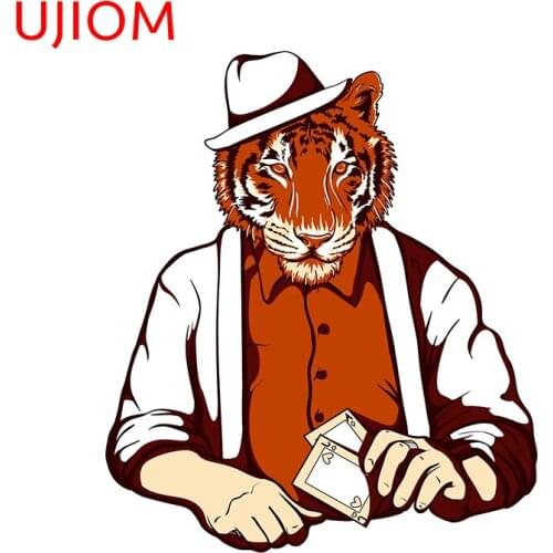 UJIOM Cartoon Tiger Poker Face Sticker Wallstickers Room Home Bedroom Removeabal Decals Decoration Waterproof PVC Wall Decor