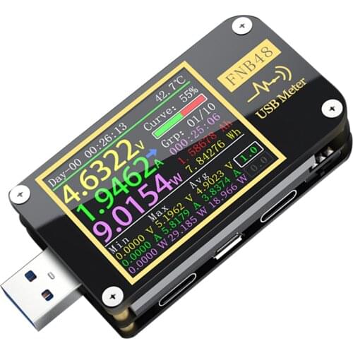 FNB48 USB Tester Mobile Phone Voltmeter Ammeter Cable Fast Charging HD LCD Display Meter High Speed Bluetooth APP Tester