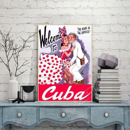 Vintage Cuba Travel Tourism Welcome to Cuba Retro Poster Canvas Painting DIY Wall Paper Posters Home Decor Gift