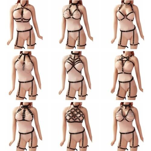 PU Leather Garter Belt Elasticity Women Body Harness Set Sexy Harajuku Tight Leg Harness Bondage Punk Suspender Strap Belts