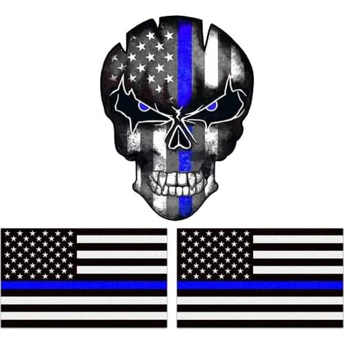 1 Pcs Funny Car Sticker Skull Blue Flag Decals Car Decorations To Full Hellaflush Reflective Vinyl Car Sticker Decal Wholesale