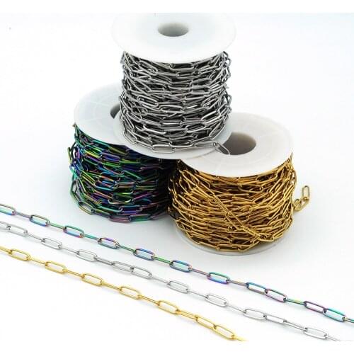10 meters/lot 4x12mm Square 100% Stainless Steel DIY Jewelry Chains Wholesale OEM order Accepted For Necklace Bracelet Making