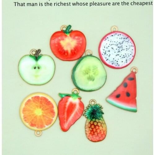 10Pcs/Set Fruit Vegetables Orange Enamel Charms Earring Handmade Making Drop Pendant Jewelry DIY Bracelet Material Accessory