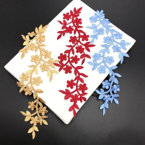 20pcs Plum Blossom Flower Iron On Patches For Clothing Appliques Dancing Dress Cheongsam Stickers Embroidered Jumpsuit Patchwork