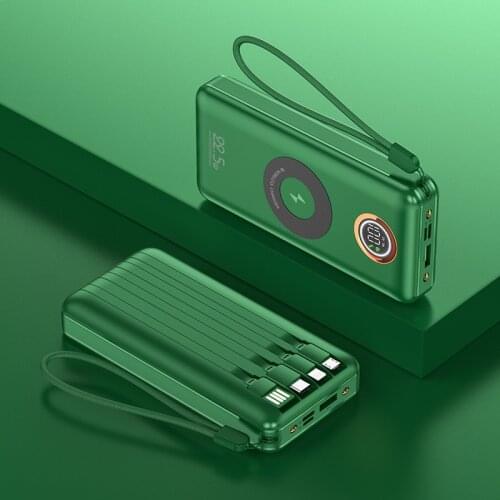 22.5W Fast Charging Power Bank Qi Wireless Charger 20000mAh Powerbank Built in Cable For Huawei P40 iPhone 12 8 Xiaomi Poverbank