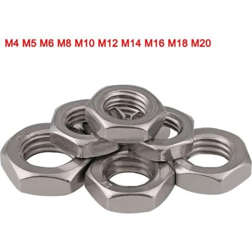 316 Stainless Steel DIN439 Hex Thin Nut Lock Nuts Flat Hexagon Nuts Thin Nuts M4 M5 M6 M8 M10 M12 M14 M16 M18 M20