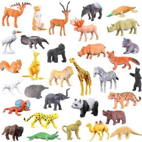 53pcs/set Mini Animal World Zoo Model Figure Action Toys Set Cartoon Simulation Animal Lovely Plastics Collection Toy for Kids