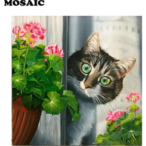 3D Diamond Embroidery Cats and Flowers, Resin, Diamond Cross Stitch Embroidery, Round /suqare Full Diamond, Home Decor DIY Kit