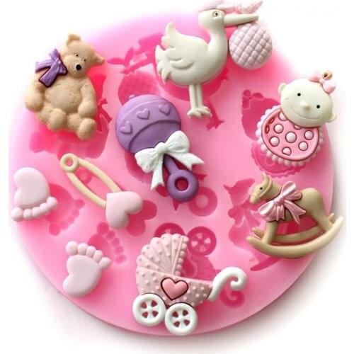 3D Silicone Baby Shower Party Fondant Mold For Cake Decorating silicone mold Fondant Cake sugar craft Moulds Tools