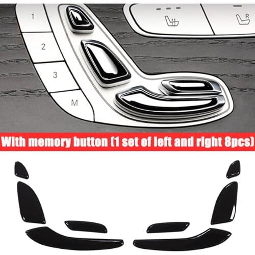 8PCS Black Auto Car Door Seat Adjust Button Switch Cover Sticker Trim for Mercedes Benz E C GLC Class W213 W205 X253