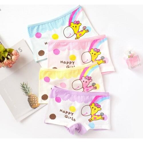 8Pc/lot Cartoon Girls Underwear Boxer Cotton Boxer Panties Kids Underpant Shorts 2-10Years