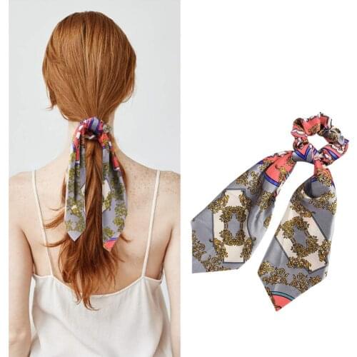 Satin Ribbon Hair Scrunchie Headband Silky Scrunchies Women Elastic Hair Bands Girls Hair Ties Ponytail Holder Hair Accessories