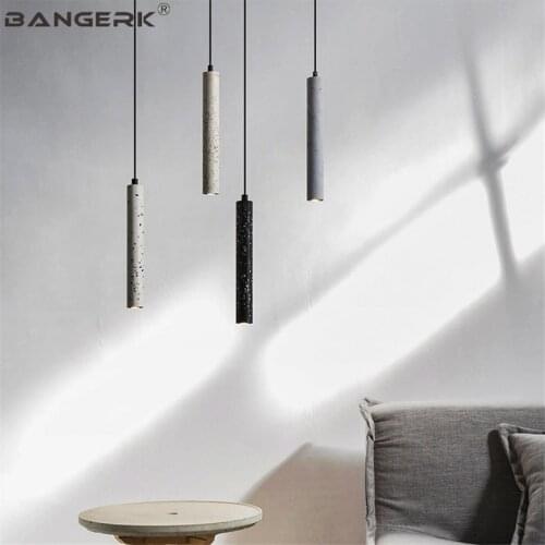 BANGERK Industrial Wind Cement Hanging Lamp Loft Style Vintage LED Pendant Light Home Decor Lighting Indoor Hanglamp