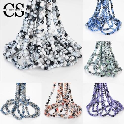 Colorful Fire Agates Beads Natural Stone Beads Round Loose Beads for Jewelry Making Bulk DIY Bracelet Accessories 4/6/8/10/12 MM