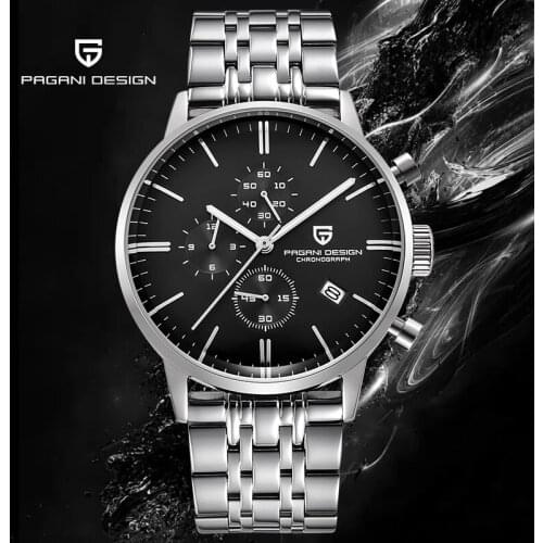 PAGANI Design Mens Quartz Watch Top Brand Luxury Watch Mens Fashion Stainless Steel Strap Chronograph Waterproof Wristwatches