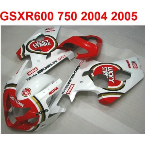 Ems free Fairing kit For Suzuki gsxr600 750 2004 - 2005 04 05 ( Red lucky white ) Abs plastic fairings m61