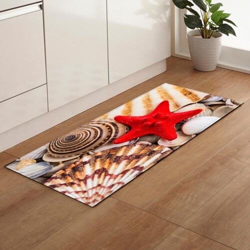 Flannel 3D Beach Print Kitchen Mat Entrance Door Mat Living Room Corridor Carpet Non-slip Mats Mats Bed Tatami Mats Bedroom Bath
