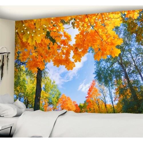 Golden Maple Tapestry Home Decoration Sky Natural Forest Wall Hanging Hippie Mandala Bedspread Bohemian Art Home Decor
