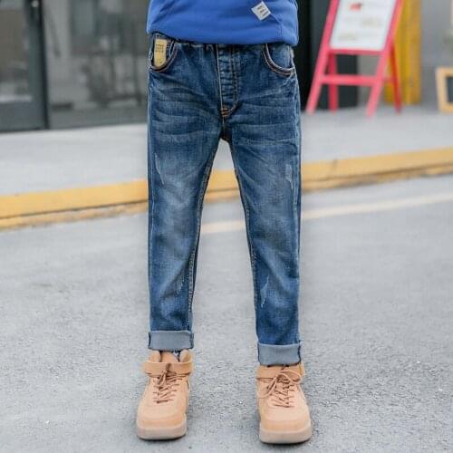 Hot sale 2020 Big boys new spring denim Pants children fashion high quality patchwork letters label jeans 4-9 years
